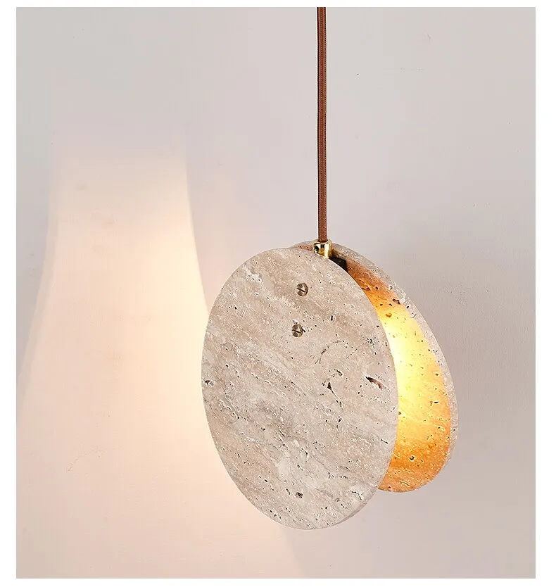 Hanging Lamps For Ceiling Bedroom Bedside Chandelier Hotel Restaurant Window Atmosphere Bar Wabi-Sabi Style LED Travertine Light