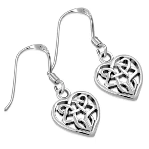 Heart Celtic Knot Silver Earrings