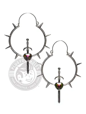 Heart Kingdom Vitrail Dangle Steel Earrings