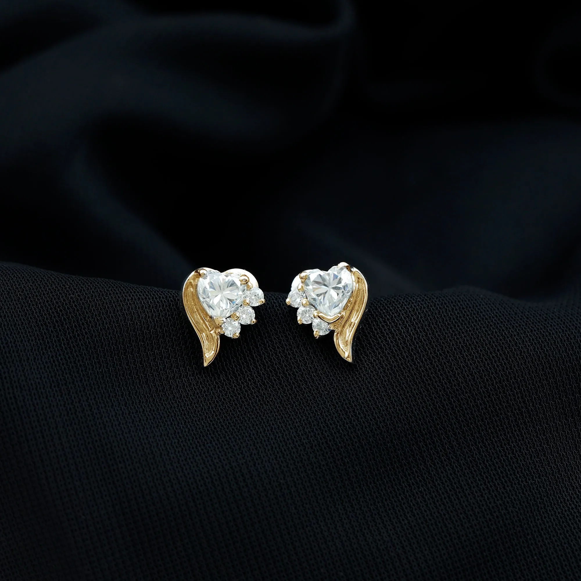 Heart Shape Lab Grown Diamond Minimal Stud Earrings with Screw Back