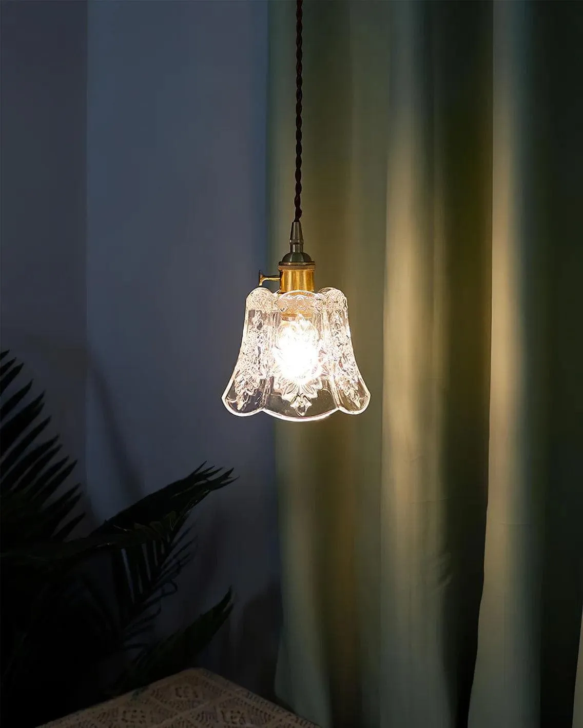 Hexagonal Glass Hanging Lamp