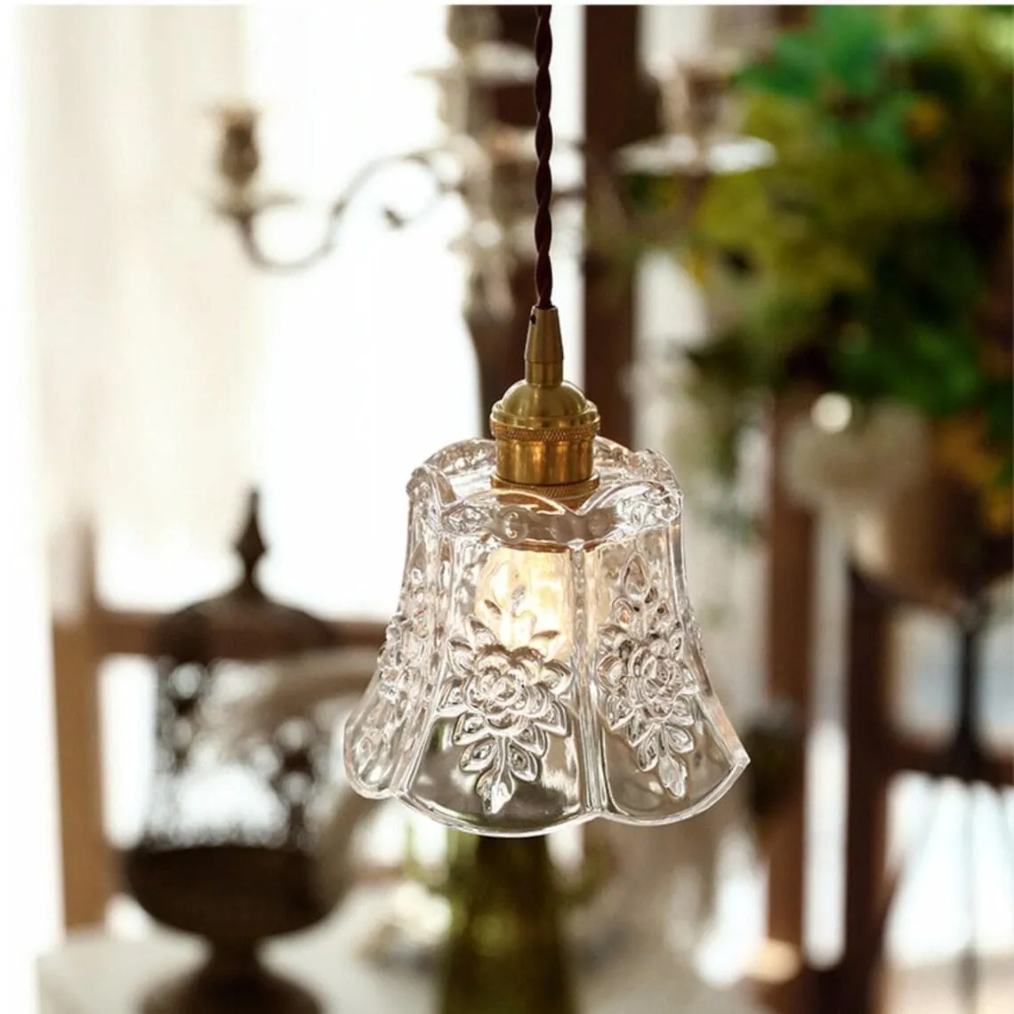 Hexagonal Glass Hanging Lamp