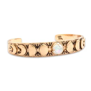 Hiouchi Moon Phases Cuff Bracelet | Rainbow Quartz | Gold