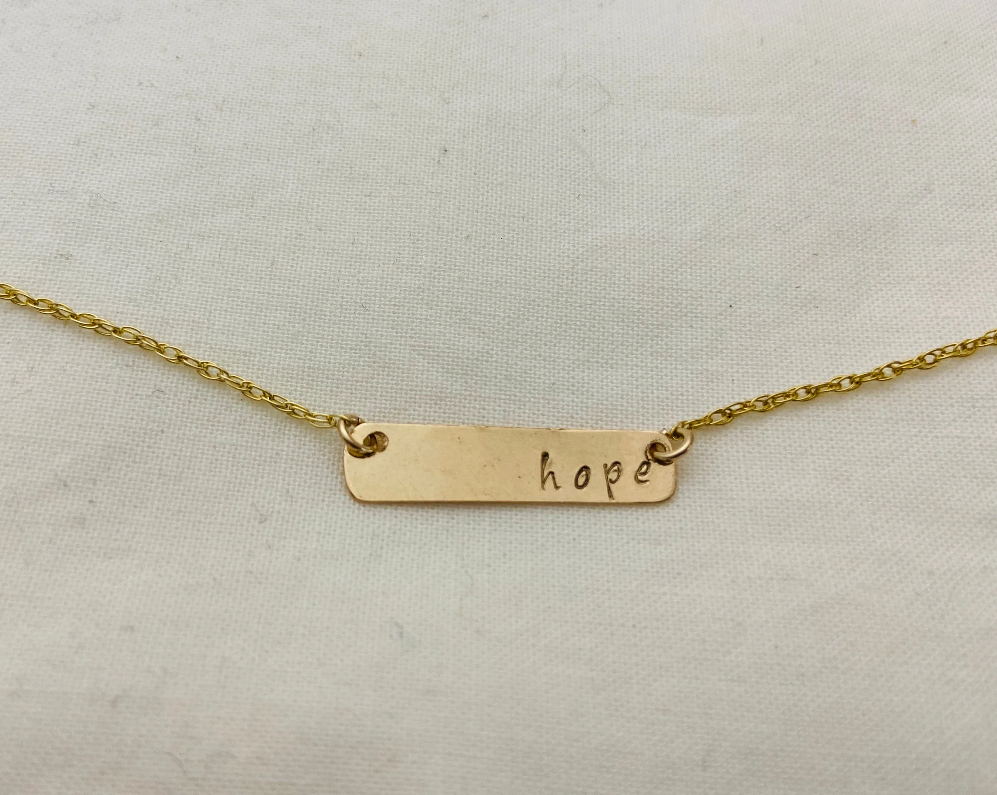 Hope Stamped Bar Pendant