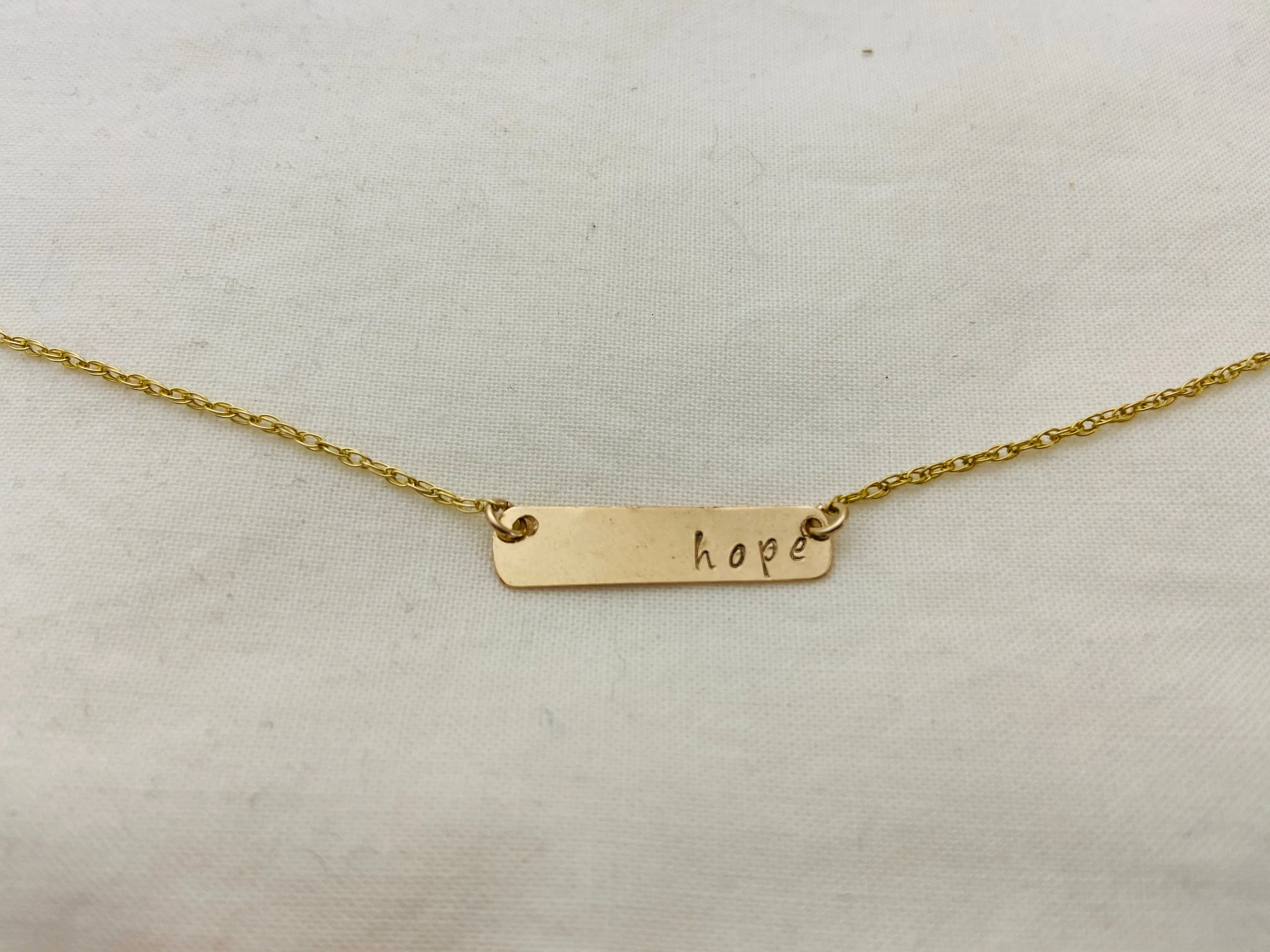 Hope Stamped Bar Pendant