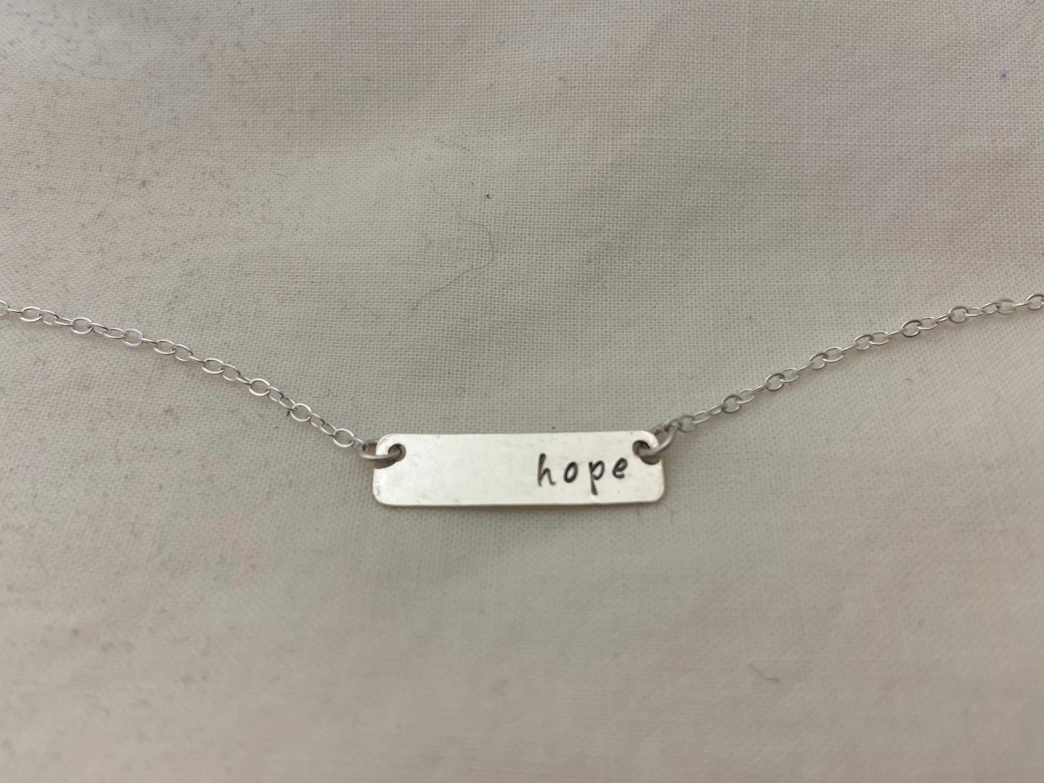 Hope Stamped Bar Pendant