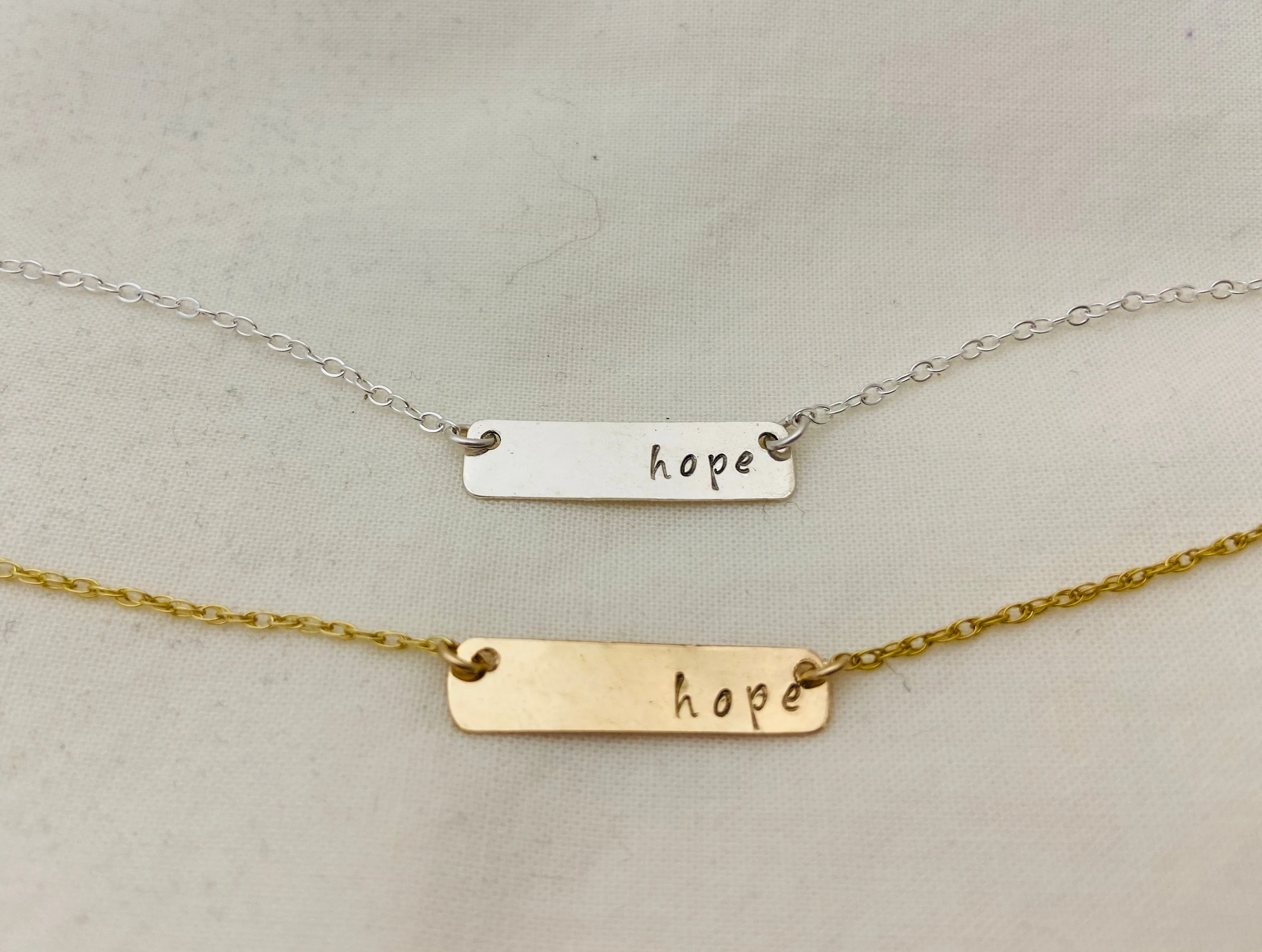 Hope Stamped Bar Pendant