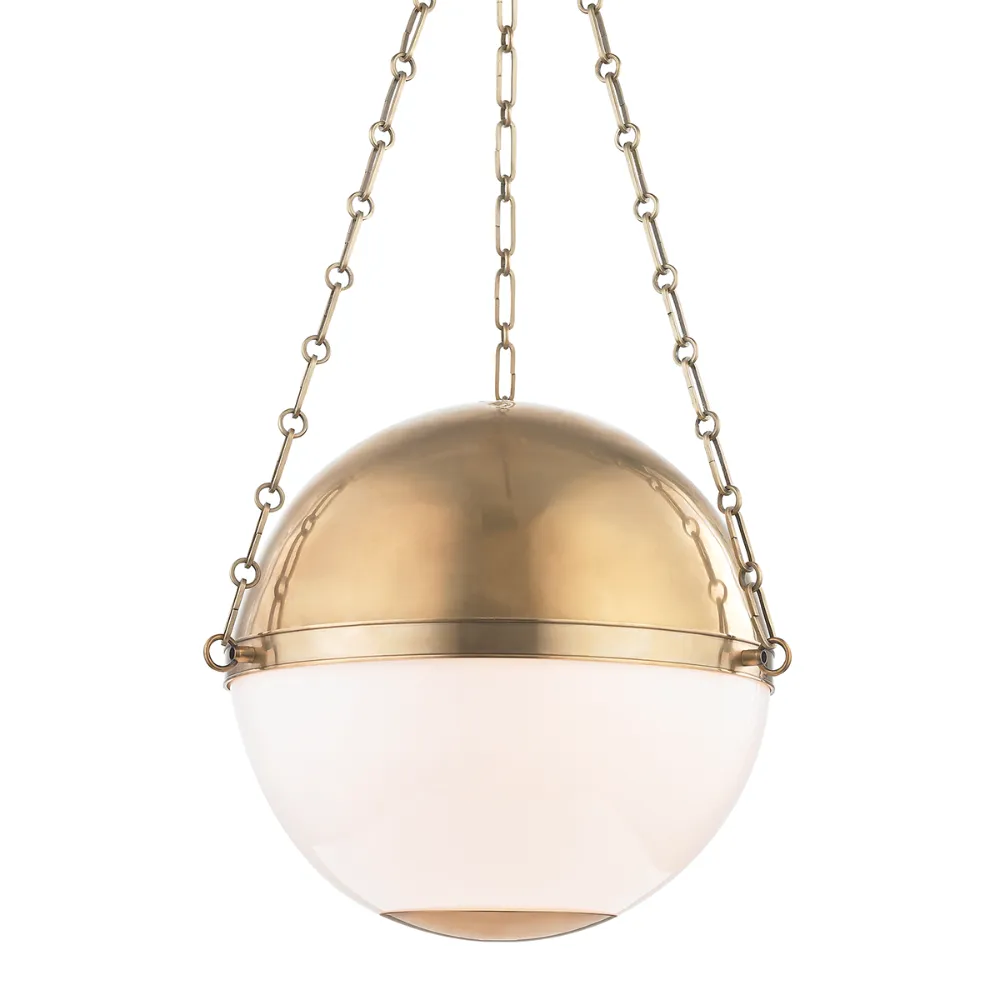 Hudson  Valley Lighting Sphere No.2 3 Light Large Pendant in Aged Brass