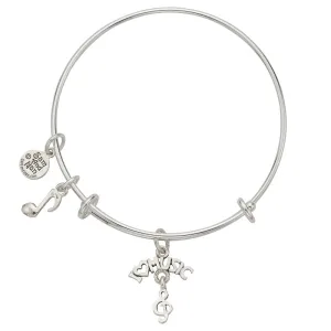 I Love Music Charm Bangle Bracelet