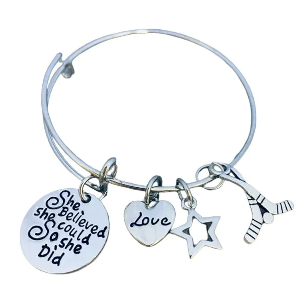 Ice Hockey Bracelet - She Believed She Could So She Did