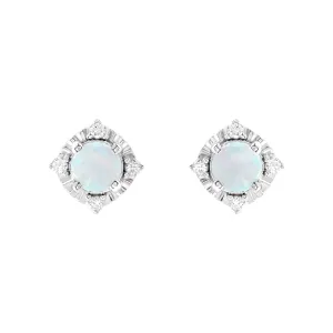 Lab Created Opal Earrings with Diamonds