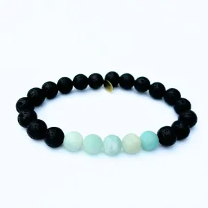 Lava Beads Bracelet | 8mm Aquamarine   Lava