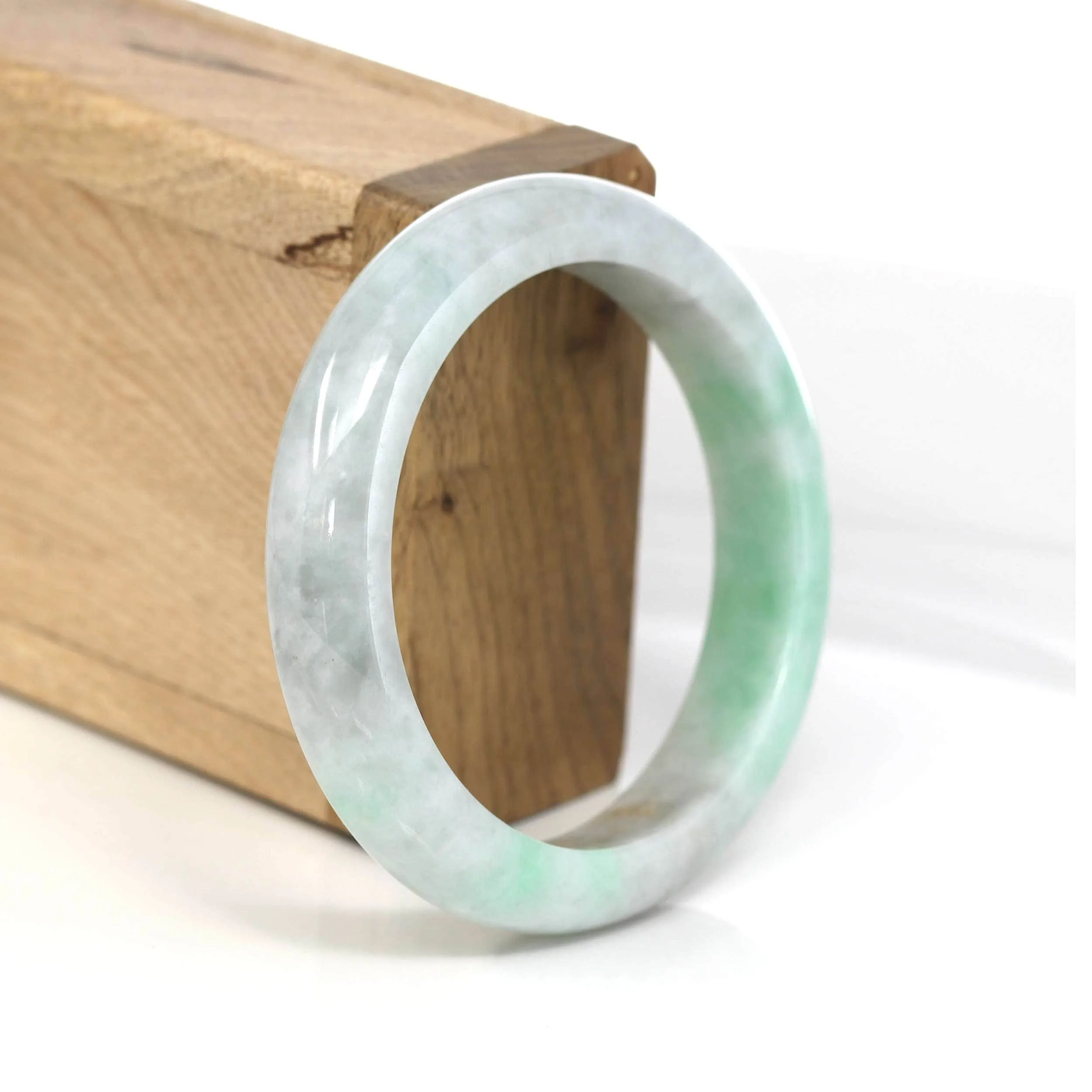 Lavender-Green Natural Burmese Jadeite Jade Bangle ( 55.92 mm )#458