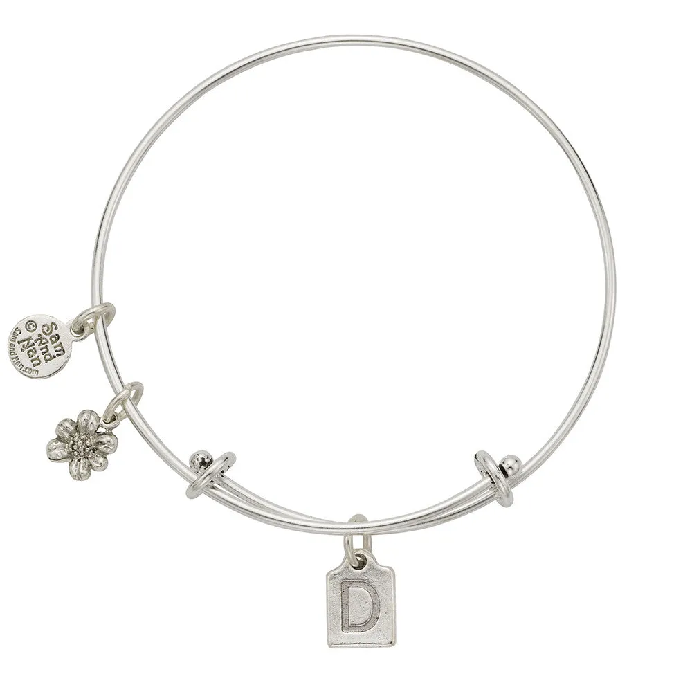 Letter D Charm Bangle Bracelet