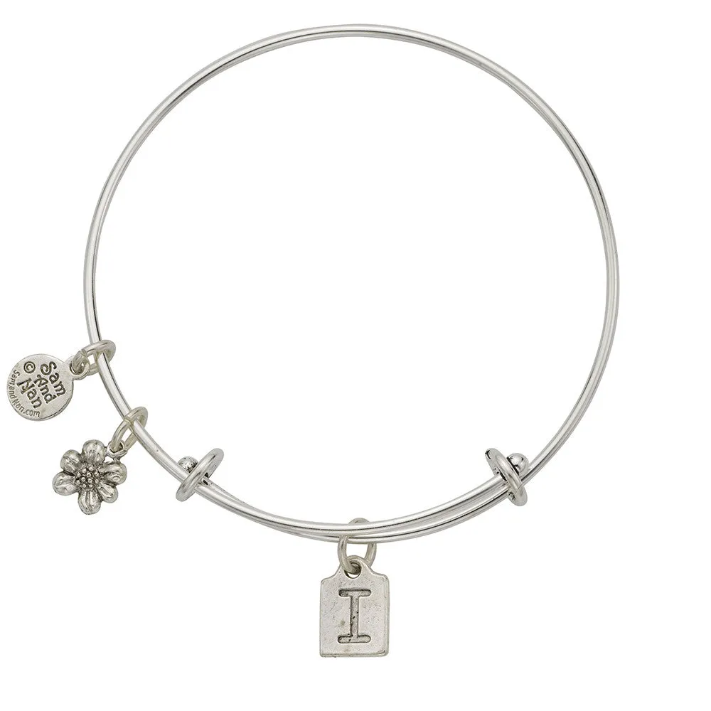 Letter I Charm Bangle Bracelet