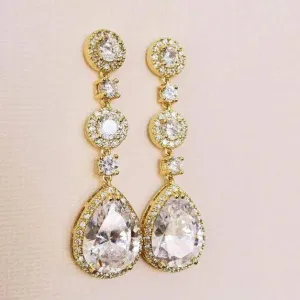 Long Gold CZ Earrings Aaila