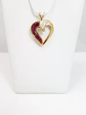 Lovable Lab Created Ruby & Natural Diamond 14k Yellow Gold Heart Pendant