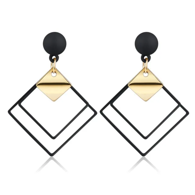 LOVR New Korean Statement Drop Earrings For Women Fashion Vintage Geometric Long Dangle Earrings 2021 kolczyki Female Jewelry