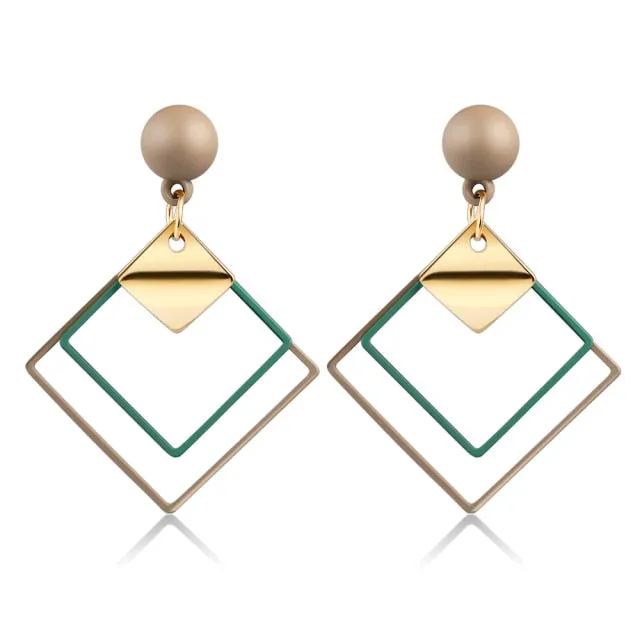 LOVR New Korean Statement Drop Earrings For Women Fashion Vintage Geometric Long Dangle Earrings 2021 kolczyki Female Jewelry