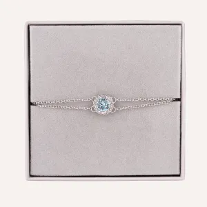 March Aquamarine-Colour Birthstone Clasp Bracelet In Silver-Tone