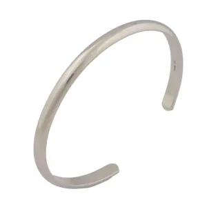 Men's Curved D-Shape Slim Silver Cuff Bracelet