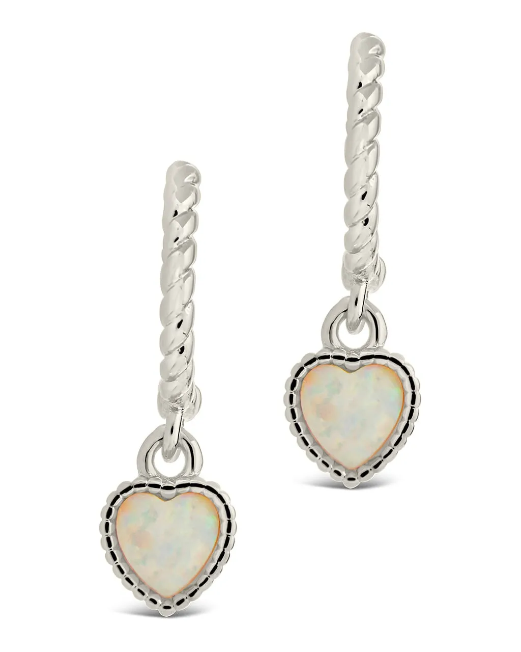 Meredith Braided Opal Heart Drop Hoop Earrings