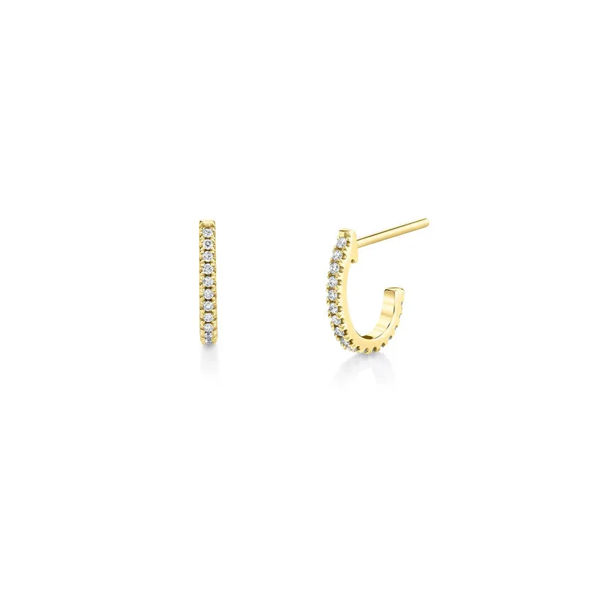 Michael M 14K Yellow Gold Diamond Huggie Hoop Earrings ER270