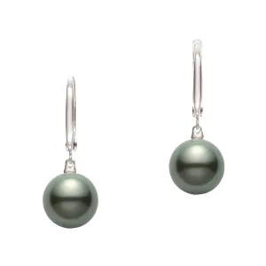 Mikimoto 18K White Gold Cultured Black South Sea Pearl Dangle Earrings