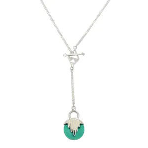 MINI AURORA PENDULUM NECKLACE GREEN ONYX - SILVER