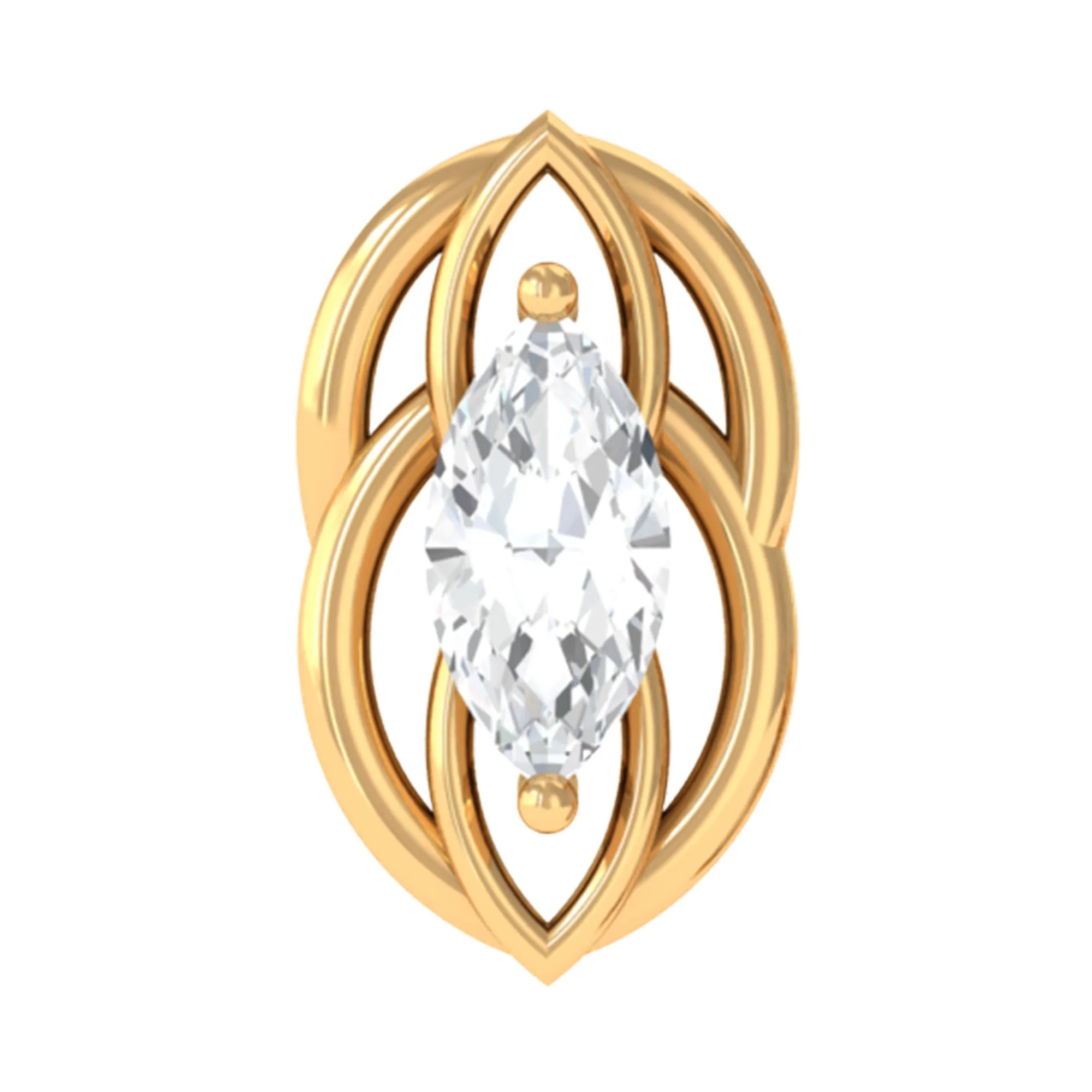 Minimal Marquise Cut Moissanite Gold Cartilage Earring