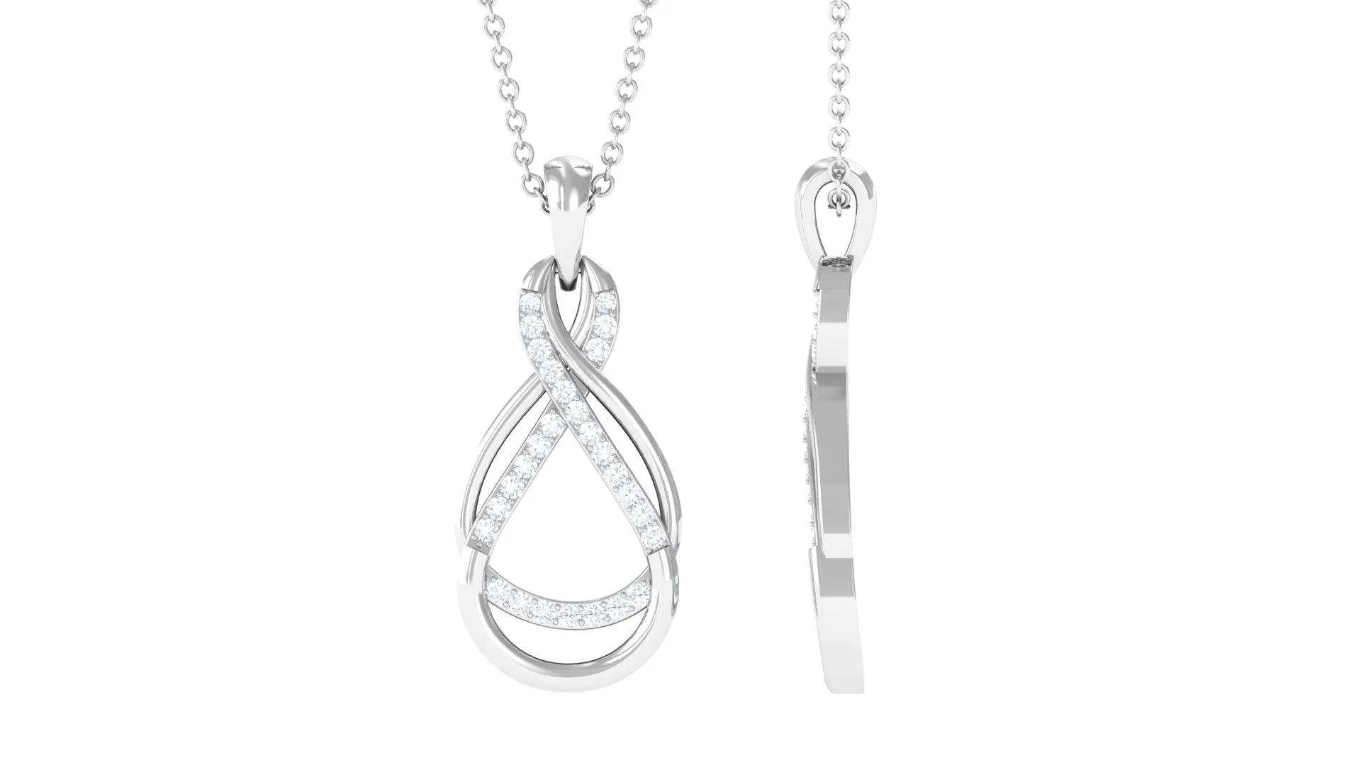 Minimal Moissanite Infinity Pendant in Pave Setting