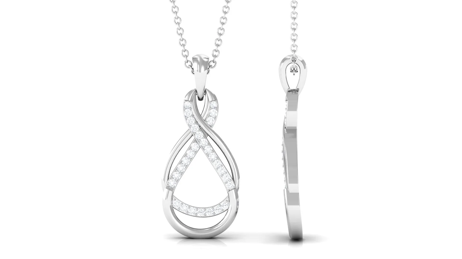 Minimal Moissanite Infinity Pendant in Pave Setting