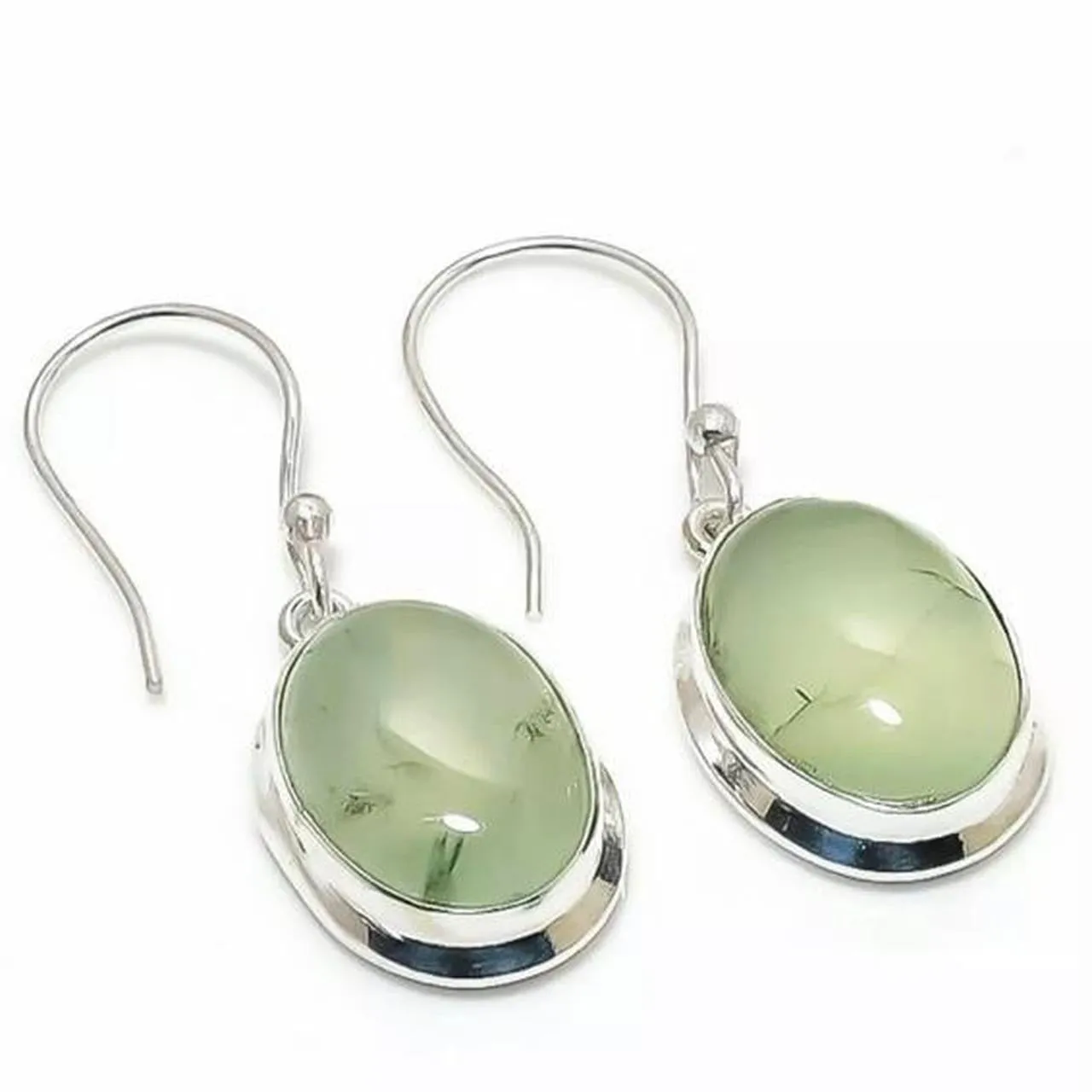 Modern Design Prenhite Gemstone 925 Sterling Silver Jewellery  Drop Earrings Gift for Her