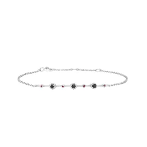 Moderne Glam Spinell & Granat Platten Bracelet in Sterling Silber