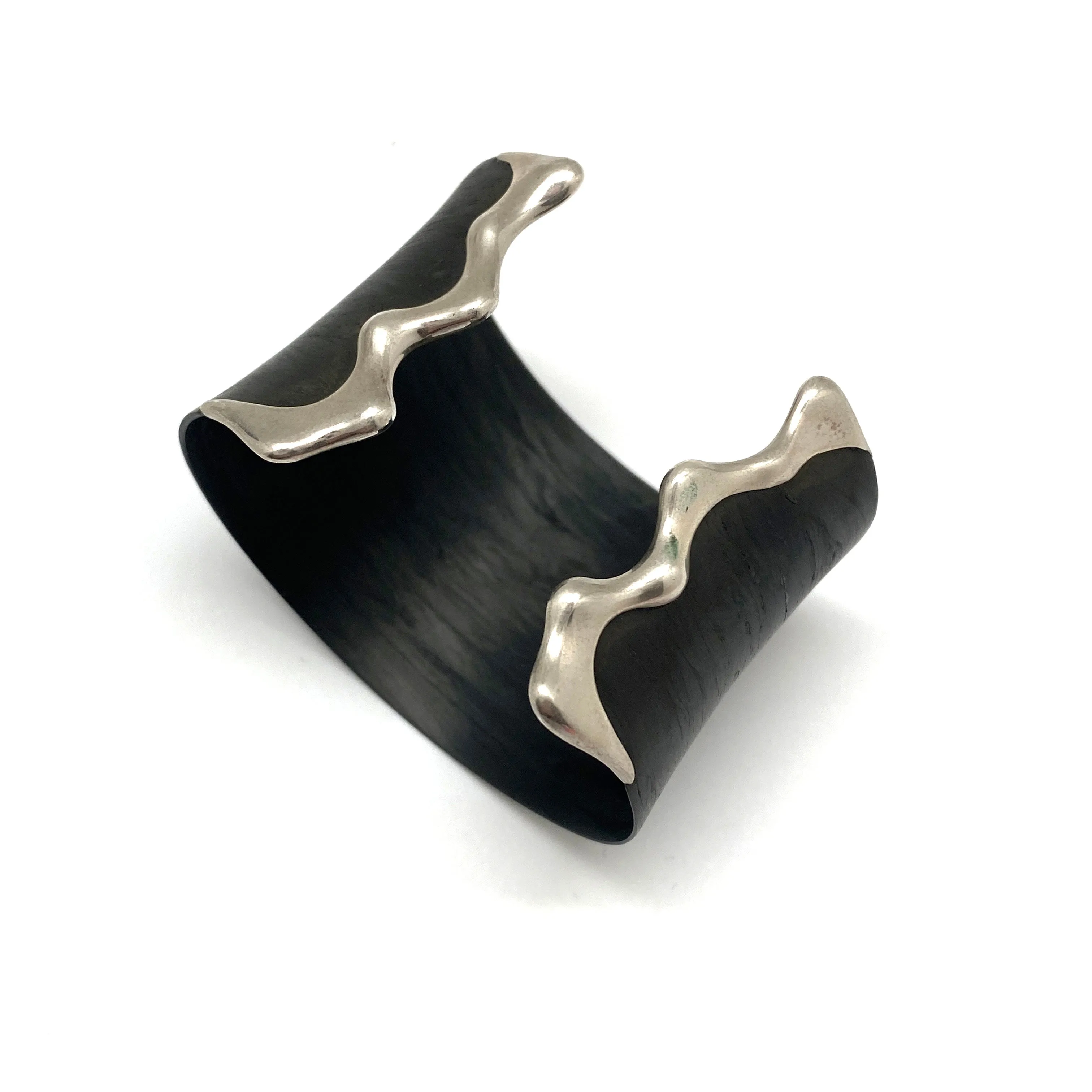 Molten Silver Open Carbon Cuff