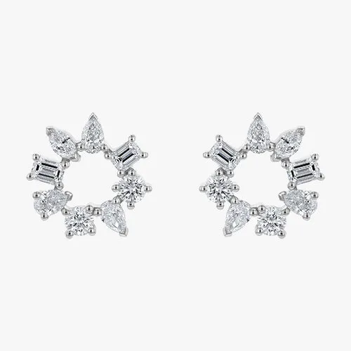 Multi Shape Diamond Circle Earrings