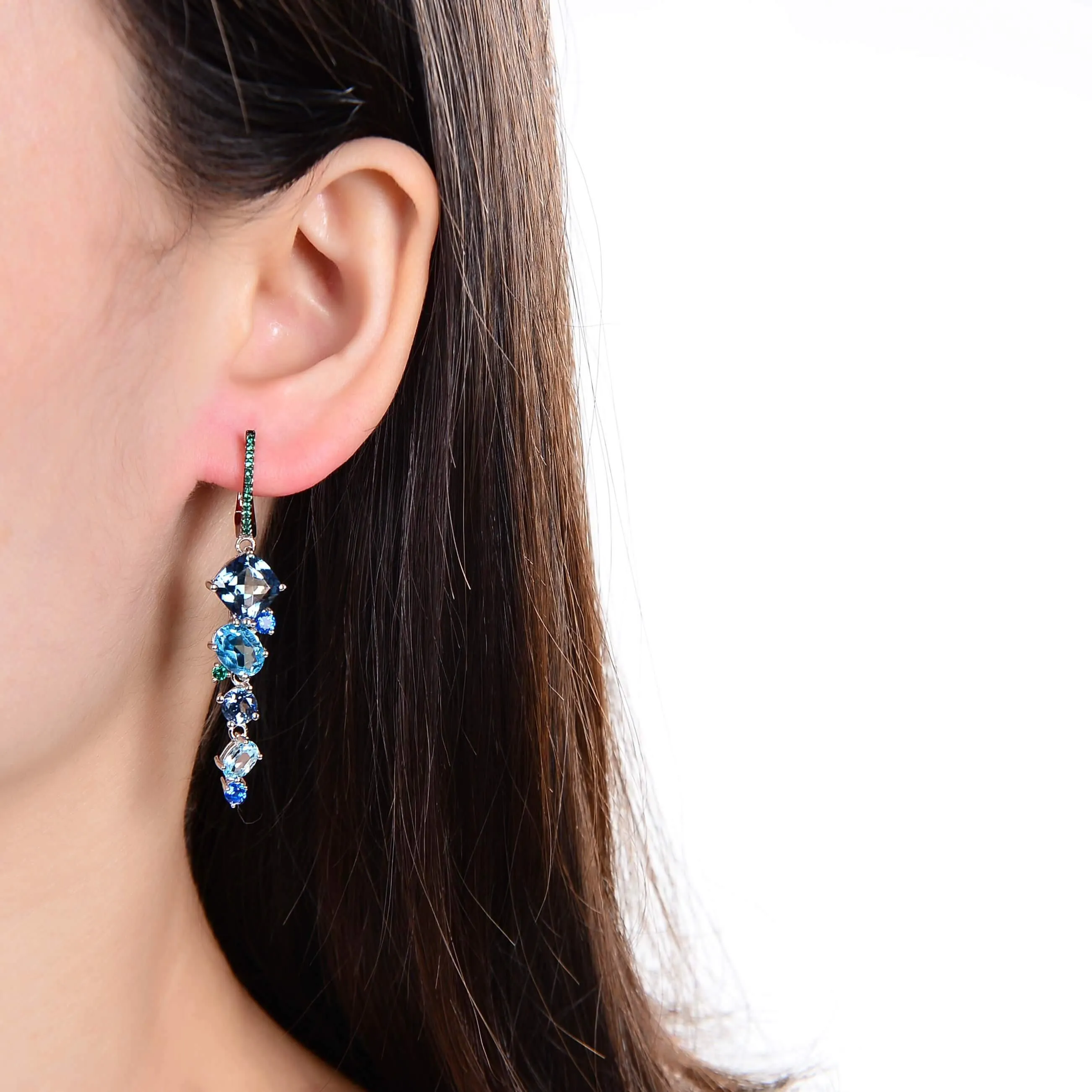 Mystic Quartz and Blue Topaz Drop Earrings