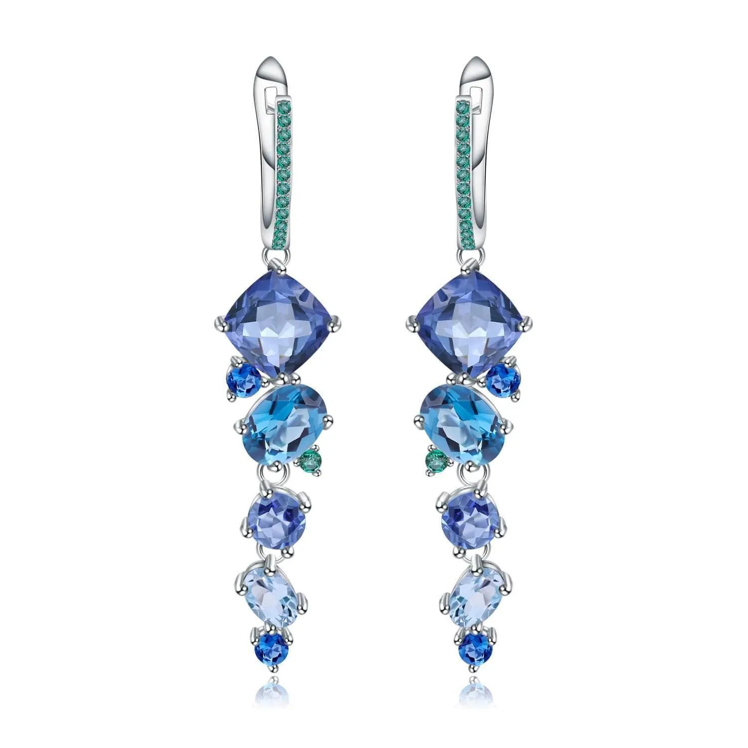 Mystic Quartz and Blue Topaz Drop Earrings