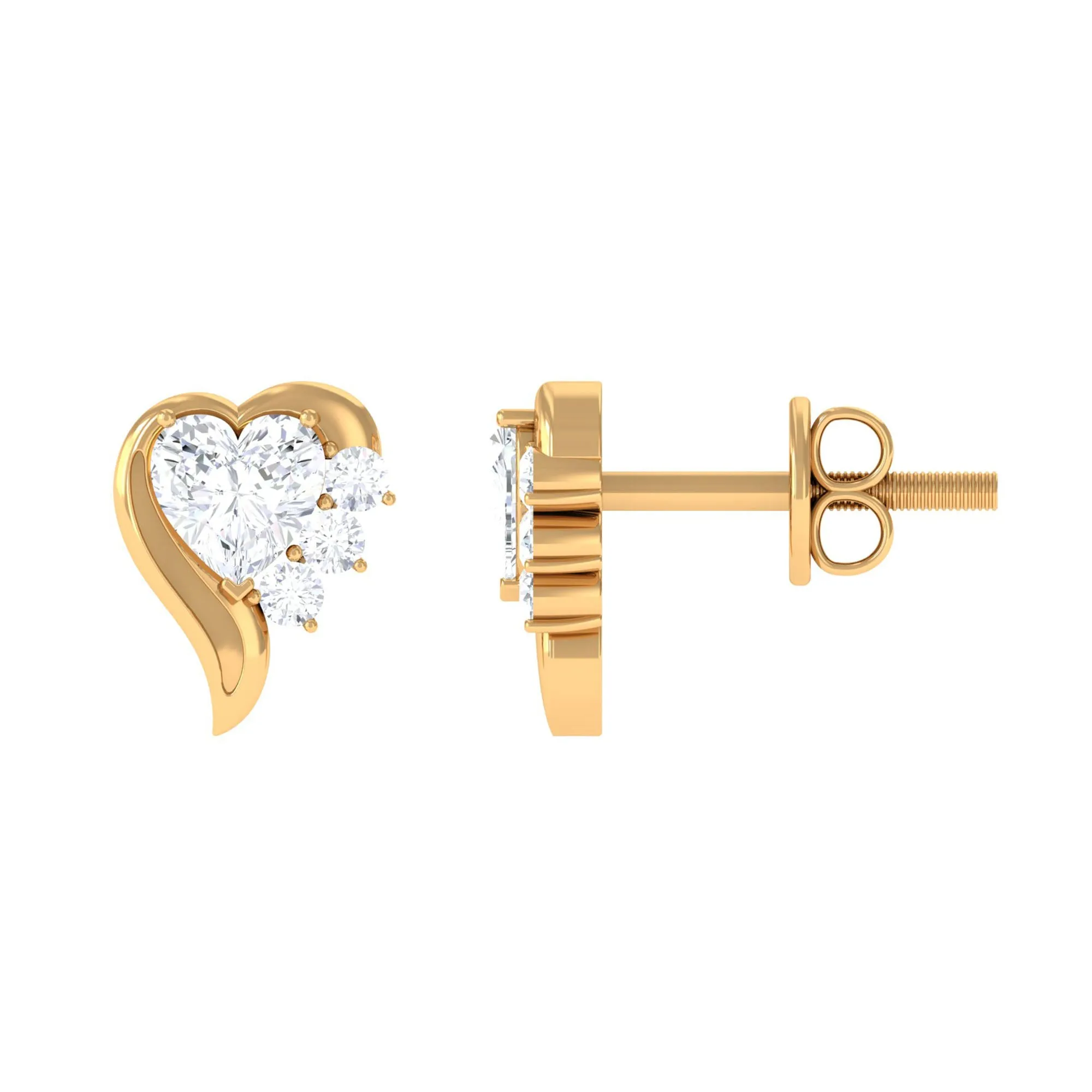 Natural Diamond Heart Shape Stud Earrings