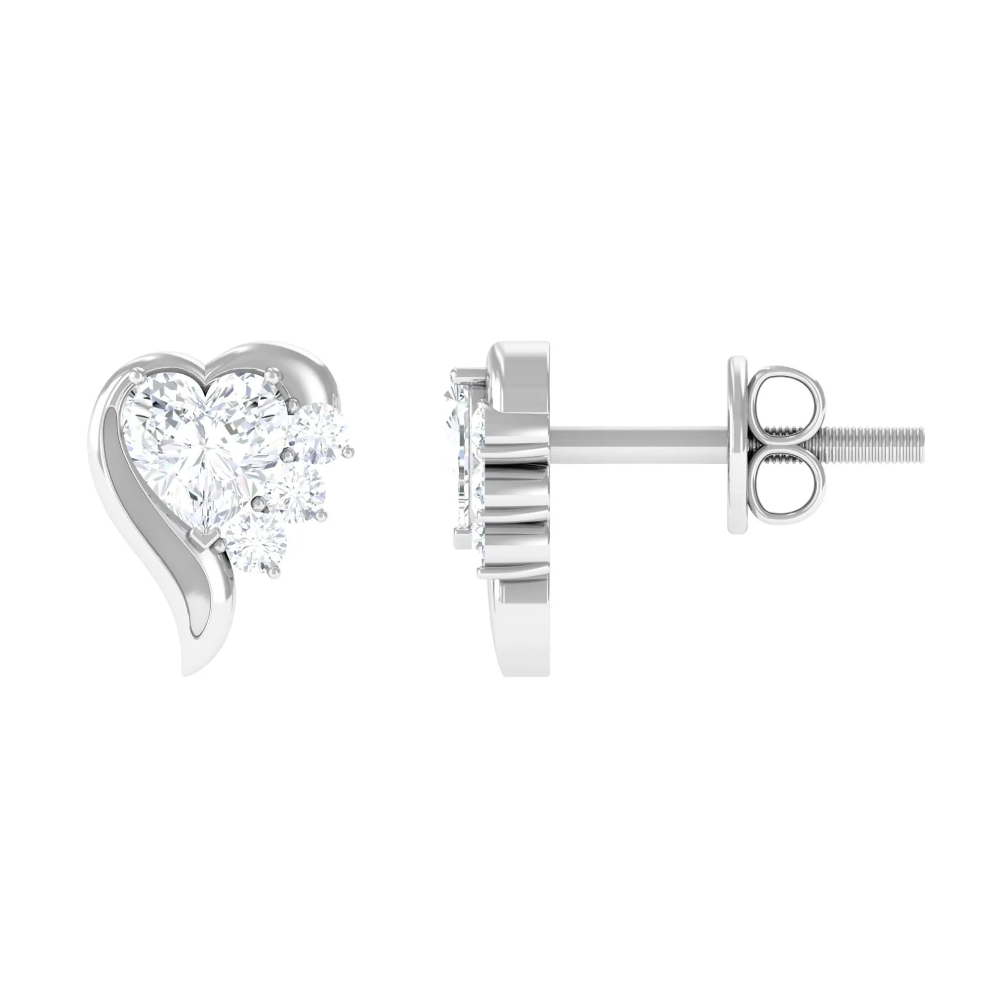 Natural Diamond Heart Shape Stud Earrings