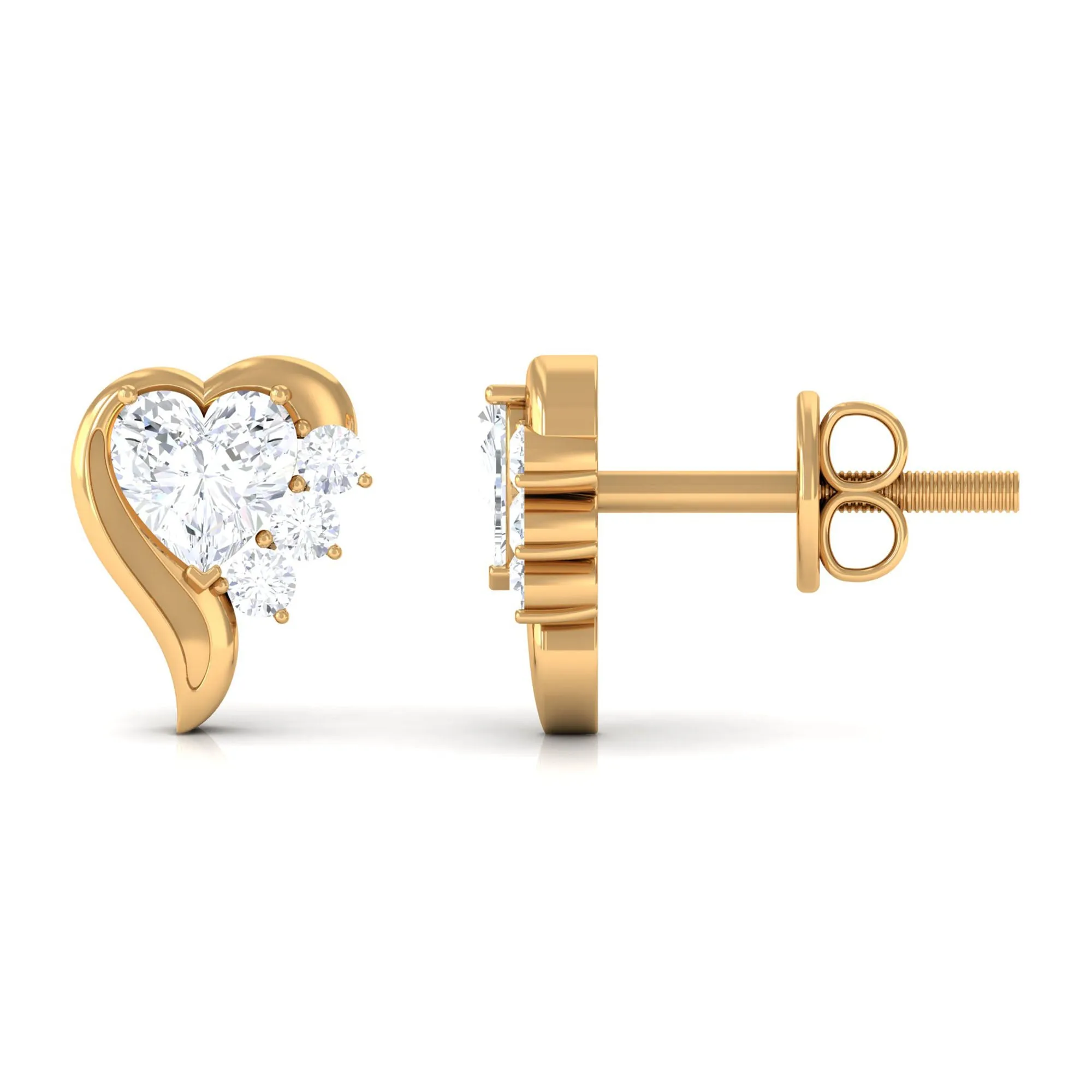 Natural Diamond Heart Shape Stud Earrings