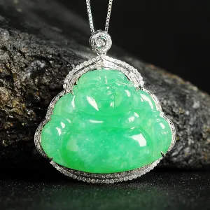 Natural Jade Pendant Jadeite Gold Buddha Pendant PT26