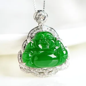 Natural Jade Pendant Jadeite Gold Buddha Pendant PT28