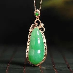 Natural Jade Pendant Jadeite Gold Pendant PT53