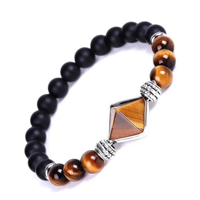 Natural Stone Beads Pyramid Chakra Bracelet