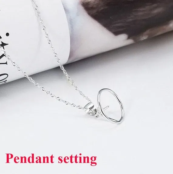 Necklace Pendant Setting Blank 10mm 1pc 0.7g 925 Sterling Silver Circle Shape Base for 1 Pearl Bead Wholesale Available