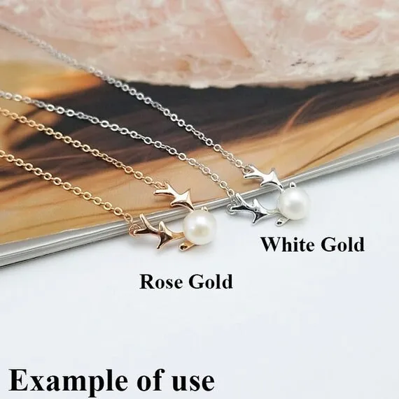 Necklace Pendant Setting Blank with Chain 6.5mm 1pc 2.0g 925 Sterling Silver Peg Cup Shape Base for 1 Pearl Bead Wholesale Available