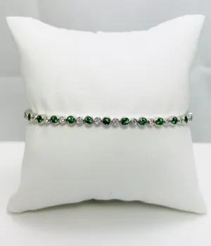 New! 7" 18k White Gold 1.66ctw Natural Tsavorite Diamond Bracelet