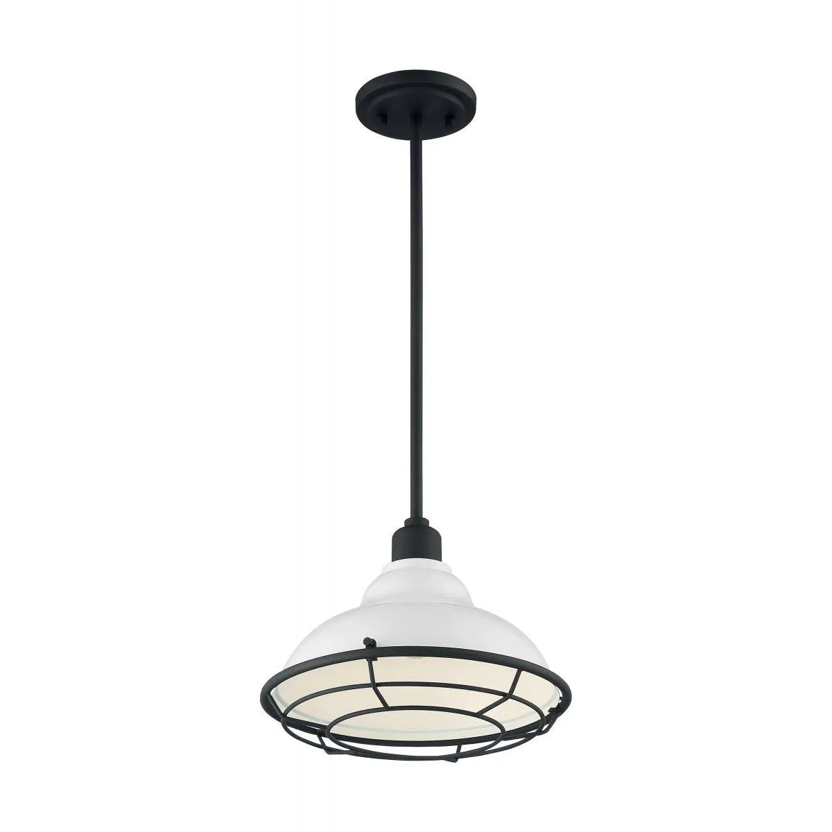 Newbridge - 1 Light Pendant with- Gloss White and Black Accents Finish