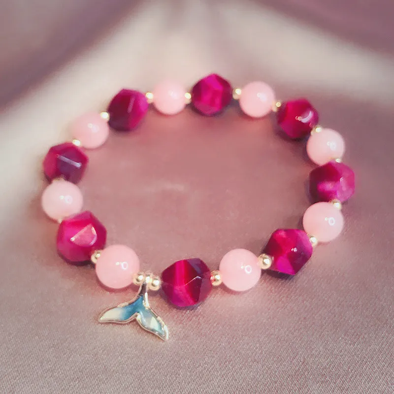 Niche Design Fishtail Transfer Rose Red Wangfu Stone Fox Bracelet Female